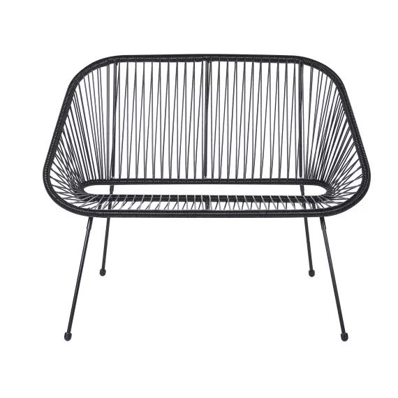 Banc de jardin spaghetti en polyrotin noir 114 cm