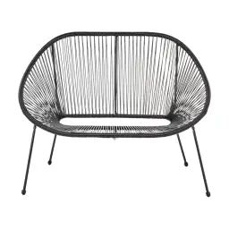 Banc de jardin spaghetti en polyrotin noir 114 cm