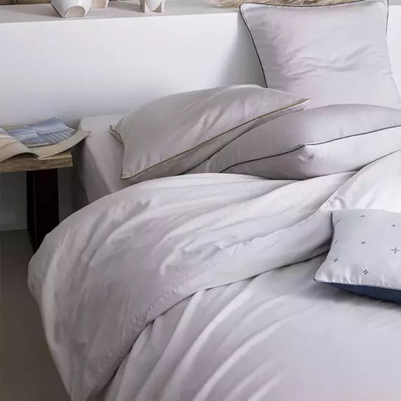 Housse de couette en satin de coton gris 240×220