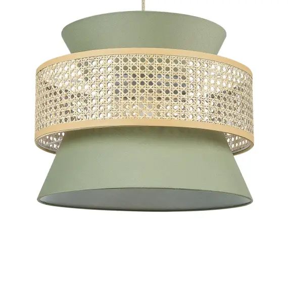 Lampe suspension en rotin vert et naturel