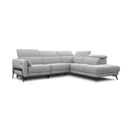 Canapé d’angle droit 5 places relax électrique en tissu gris