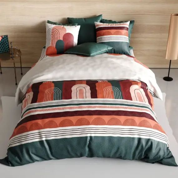 Parure housse de couette coton rouge 220×240 cm