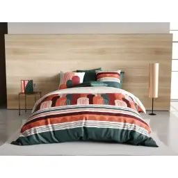 Parure housse de couette coton rouge 220×240 cm
