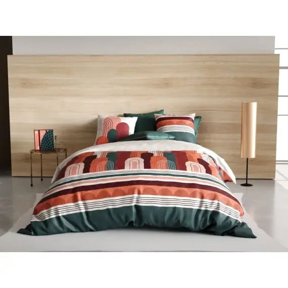 Parure housse de couette coton rouge 220×240 cm