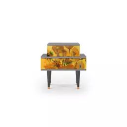 Table de chevet jaune 2 tiroirs L 58 cm