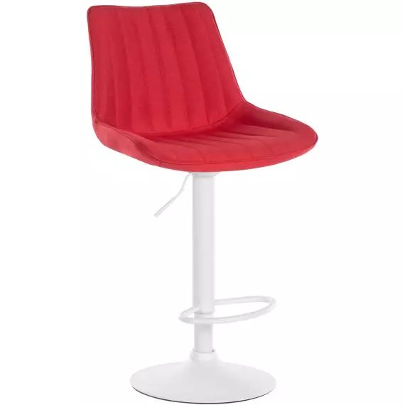 Tabouret de bar en tissu ajustable pivotant tissu Rouge