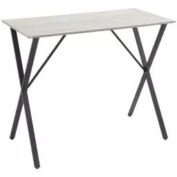 Table de bar – table haute de cuisine – acier noir aspect bois blanc