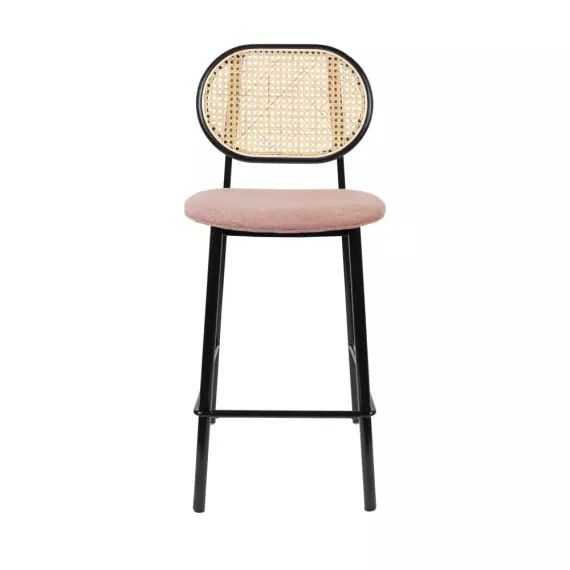 Spike – Tabouret de bar en tissu et cannage 65cm