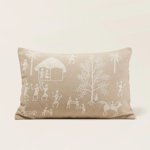 Housse de coussin WARLI beige et écru – BEIGE