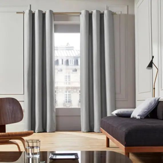 Rideau à oeillets 350×277 cm Gris perle