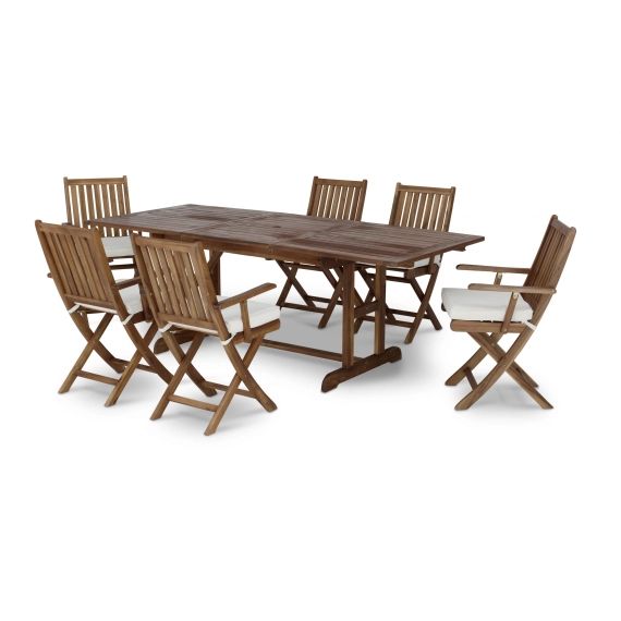 Salon de jardin table extensible 150/210×90 et 6 chaises