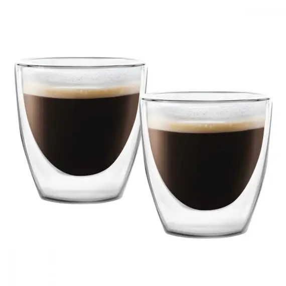 Set de 2 tasses à expresso double paroi 80ml verre transparent