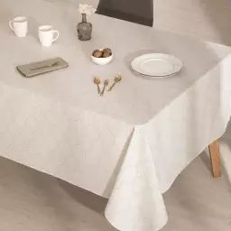 Nappe en coton biologique antitâche beige géométrique 140×100 cm