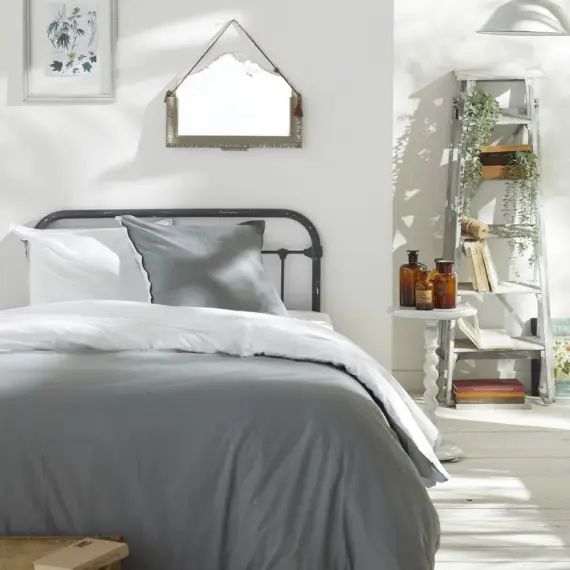 Parure de lit en coton gris 240×220