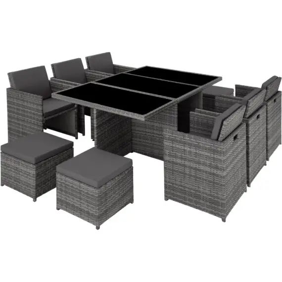 Salon de jardin 10 places avec 2 sets de housses