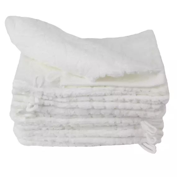 Lot de 12 gants de toilette en coton blanc