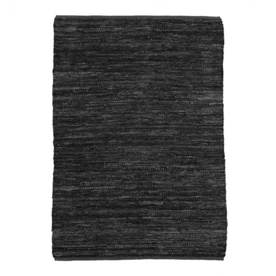 Tapis en cuir tressé noir 190×290
