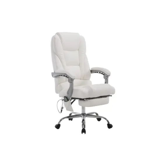 Chaise de bureau massant et réglable en similicuir Blanc