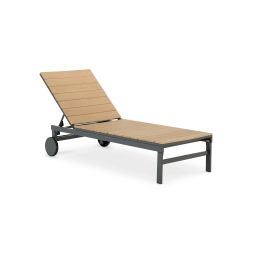 Chaise longue aluminium anthracite et polywood imitation bois
