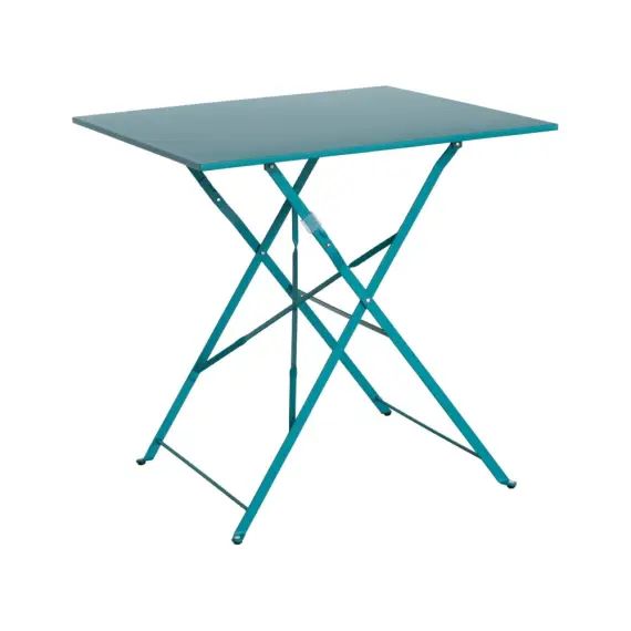Table jardin bistrot pliable carrée bleu canard