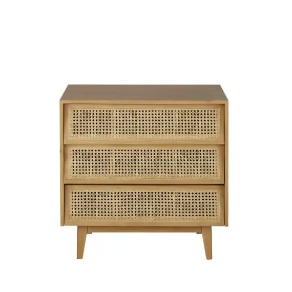 Commode 3 tiroirs et cannage en rotin