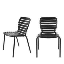 Vondel – Lot de 2 chaises de jardin en métal – Couleur – Noir