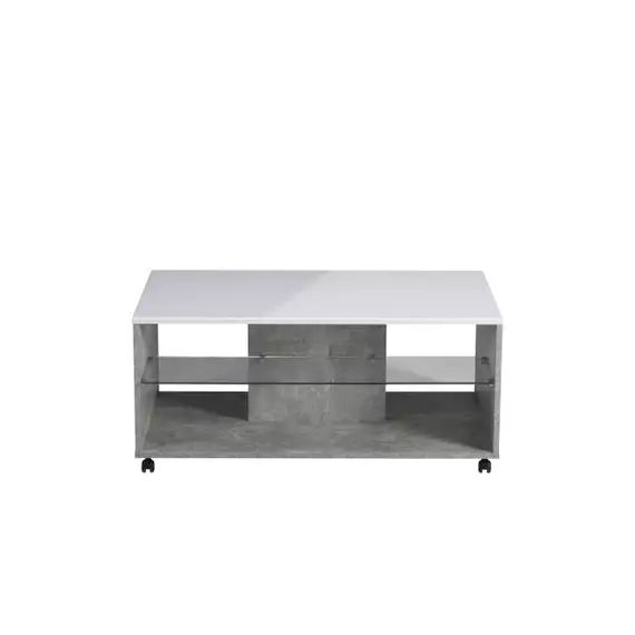 Table basse avec roulettes BERT beton/blanc
