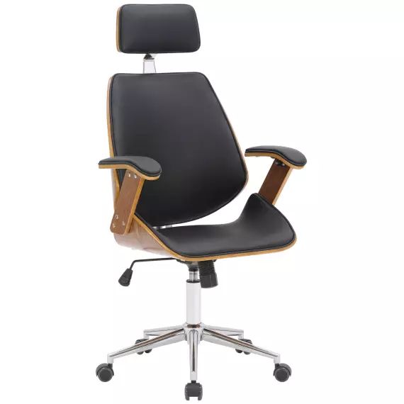 Chaise de bureau réglable en bois Noyer / Noir