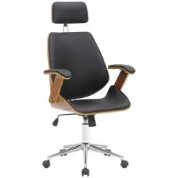 Chaise de bureau réglable en bois Noyer / Noir