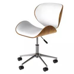 Chaise de bureau pivotante en cuir synthétique blanc 79-91cm
