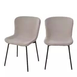 Maceda – Lot de 2 chaises en tissu bouclette et métal – Couleur – Beige