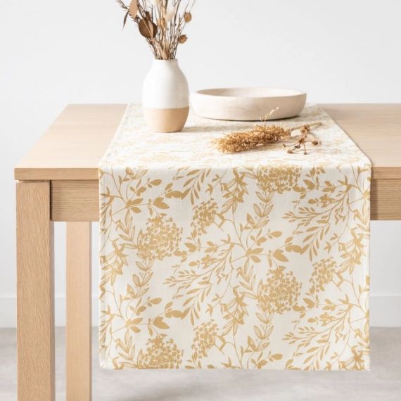 Chemin de table en coton bio imprimé floral 45×150
