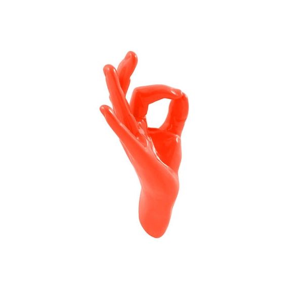 Patère Hand Job en Plastique, Résine laquée – Couleur Orange – 18 x 8 x 22 cm – Designer David Hupton