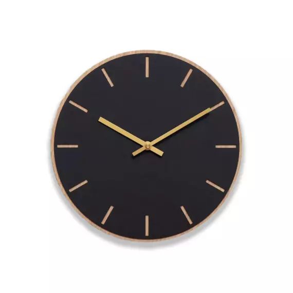 Horloge murale en linoléum noir D28cm