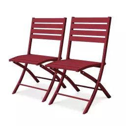 Lot de 2 chaises de jardin en aluminium rouge carmin