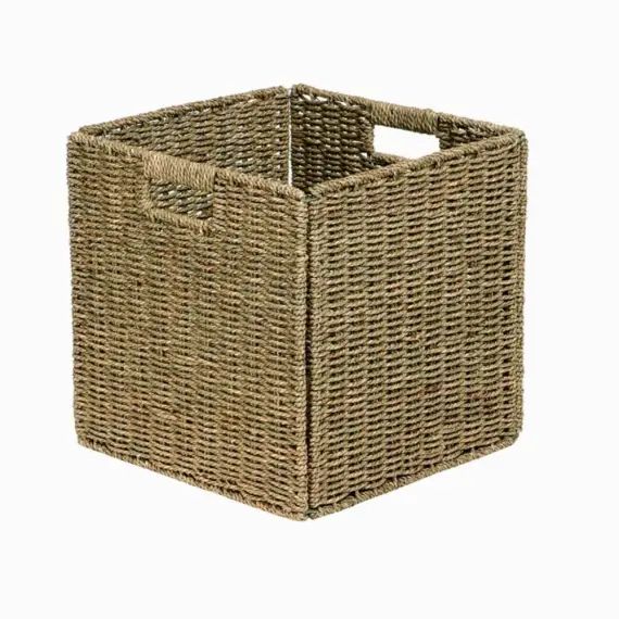 Panier de rangement pliable en jonc de mer 31x31x31cm