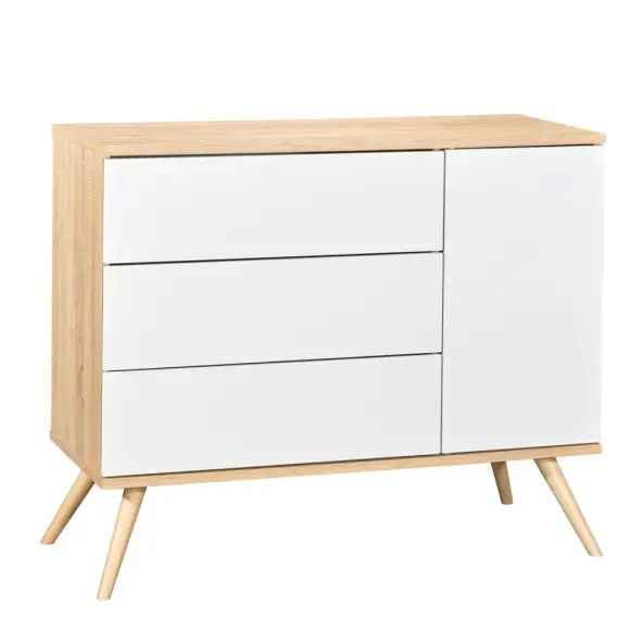 Commode 1 porte et 3 tiroirs en bois blanc