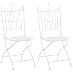 Lot de 2 chaises de jardin pliables en métal Blanc