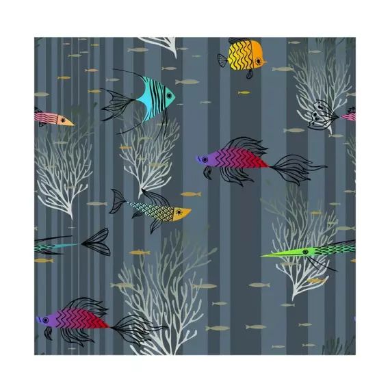 Papier peint PANORAMA truly fish lisse multicolore intissé l.53 x H.250 cm