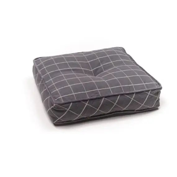 Coussin de sol imprimé en coton anthracite 40x40x10