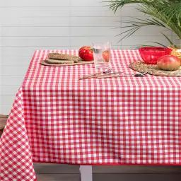 Nappe rectangulaire vichy rouge et blanc polyester blanc rouge 240×145