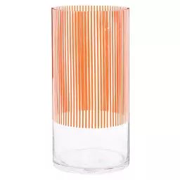 Vase en verre recyclé transparent et orange H27
