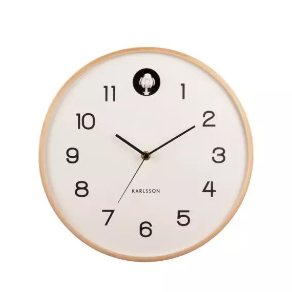 Natural Cuckoo – Horloge murale ronde ø31,5cm – Couleur – Blanc