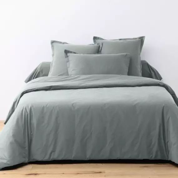 Parure de lit 1 place coton unie gris argent 140×200 cm