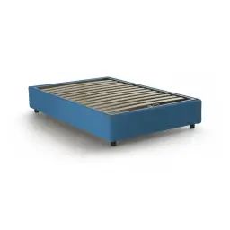 Lit coffre 140×200 cm en tissu bleu