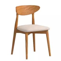 Chaise en bois et tissu recyclé couleur beige