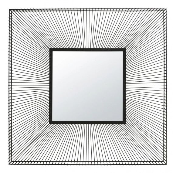 Miroir carré filaire en métal noir 101×101