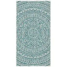 Tapis interieur / exterieur en gris clair & sarcelle, 122 x 170 cm