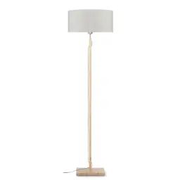 Lampadaire en bambou abat-jour en lin lin clair, h. 167cm