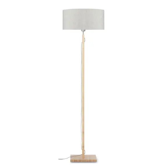 Lampadaire en bambou abat-jour en lin lin clair, h. 167cm